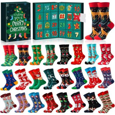 iZoeL Adventskalender Socken 24 Weihnachtssocken Frauen Männer 2024