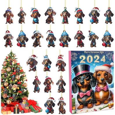 Weihnachtsbaum Welpe Anhänger Adventskalender 2024 24-Tage-Weihnachts-Countdown