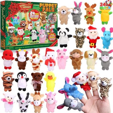 JOYIN Weihnachts-Adventskalender 2024 mit Plüschtier-Fingerpuppen