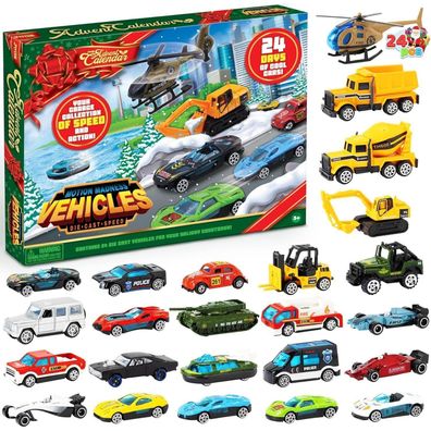 JOYIN Adventskalender 2024 Diecast Autos Baustellen Spielzeug Legierung