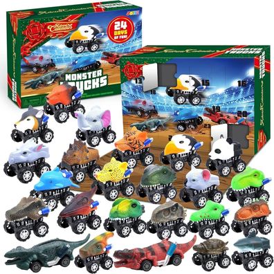 2024 Adventskalender Kinder Weihnachten 24 Tage Monster Truck Spielzeug