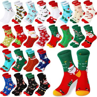 24 Paar Unisex Weihnachten Socken Christmas Lustige Gestrickte Wadensocken