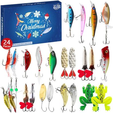 Angel-Adventskalender 2024 Deluxe für Männer, Köderset Raubfisch Angler