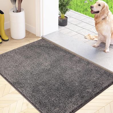 Schmutzfangmatte 60x90cm rutschfest waschbar wasserabweisend grau-schwarz