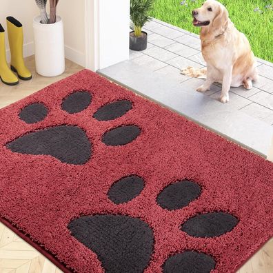 Schmutzfangmatte waschbar 80x120 cm Fußmatte absorbierend rutschfest Rot