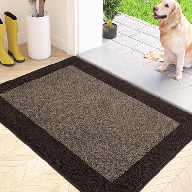 Schmutzfangmatte 60x90cm Braun rutschfeste Fußmatte waschbar absorbierend