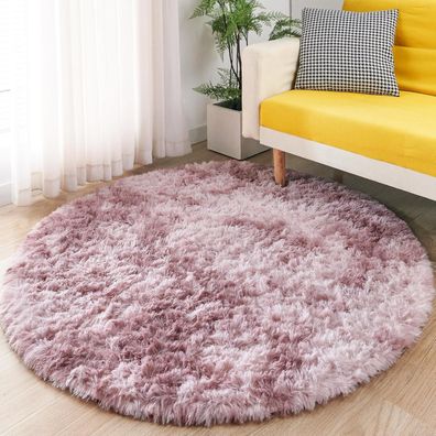Rohatim Schlafzimmer Plüsch Teppich Rund Lila-rosa 100 x 100 cm
