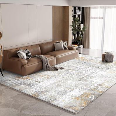 Vamcheer Teppich Gelb Grau 160x230 Flauschig Rutschfest Moderner Schwamm