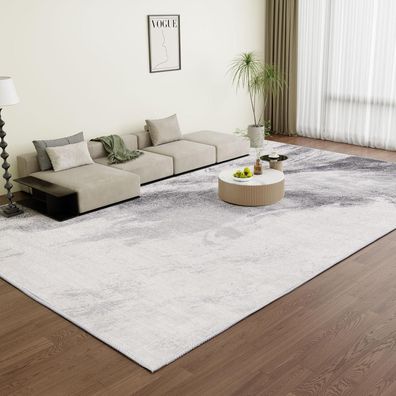 Kurzflor Moderner Flauschiger Teppich Wohnzimmer Schlafzimmer 240x340 Hellgrau