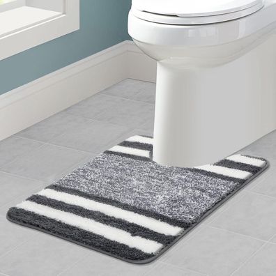 Badematte 50x60cm U-Form Rutschfest Saugfähig Waschbar Dunkelgrau