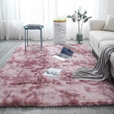 Shaggy Teppich Langflor rutschfest Rosa Bettvorleger 160x200 cm