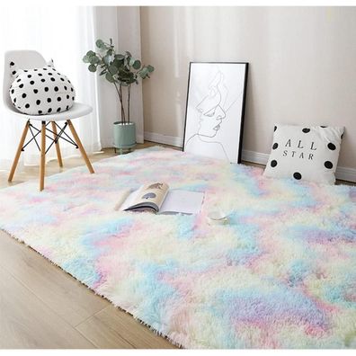 NIULAA Hochflor Teppich 80x160 cm Bunt Modern Flauschig Weich für Wohnzimmer