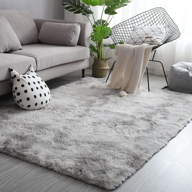 Hochflor Teppich 160x230 Grau Weiß Modern Flauschig Weich Groß Wohnzimmer