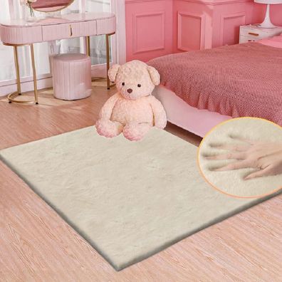 Orinova Teppich Kunstfell Grau 90x150 cm Waschbar - Flauschiger Kurzflor