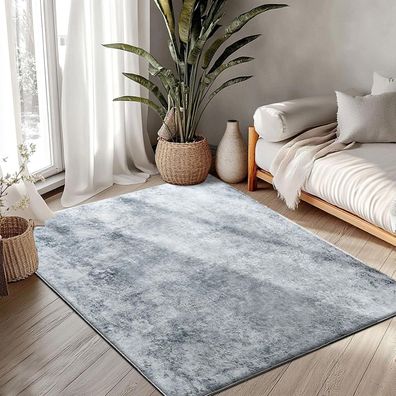 Teppich Modern Kurzflor Abstrakt Grau Weiß 120x160cm