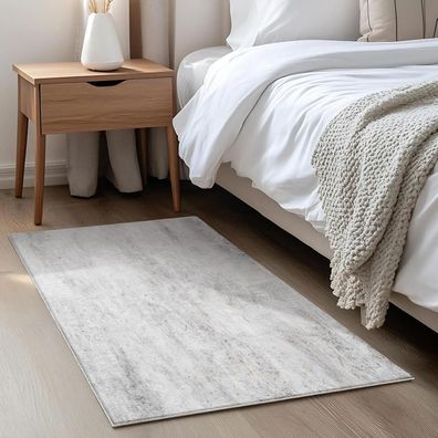 Modernes Teppich Kurzflor Grau Weiß 60x120cm waschbar rutschfest