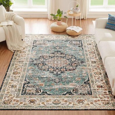 Choshome Vintage Teppich Waschbar Orientalischer Kurzflor Schlafzimmer 200x290CM
