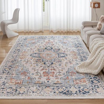 Waschbarer Vintage Teppich 80x150CM Schlafzimmer Wohnzimmer Groß Weich