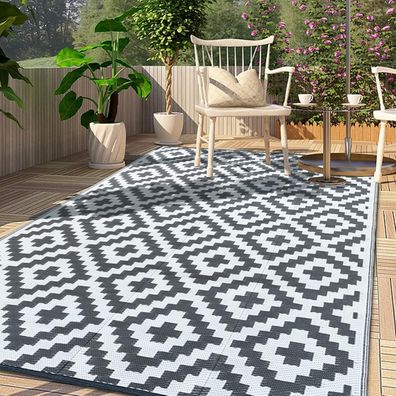 Outdoor Teppich 150X240CM Wetterfest UV Beständig Balkon Camping Teppich Grau