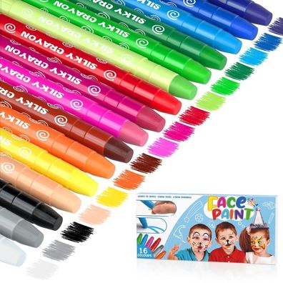 Kinderschminke Set Halloween Gesichtsfarbe Schminkstifte Bodypaint 16 Farben