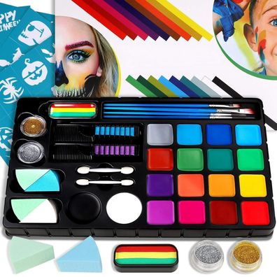 Bodypainting Schminke für Kinder, Fasching Make-up Set mit 18 Farben 28