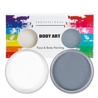 Profi-Schminke Set Fasching Wasservermalbar 30g x 2 Große Farben Weiß Grau