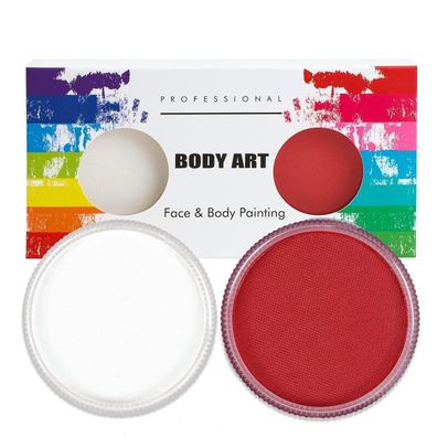 Profi Schminke Fasching Set 2x30g Wasservermalbar Halloween Verkleidung Weiß Rot