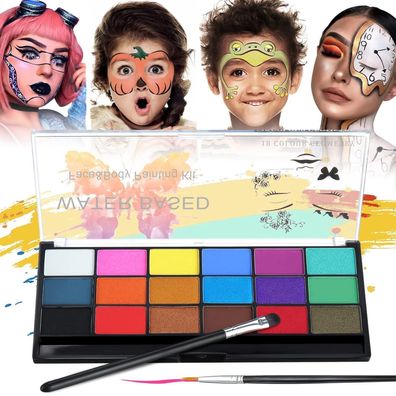 Janolia Gesichtsfarbe Kinderschminken Body Painting Set 18 Farben Bürste