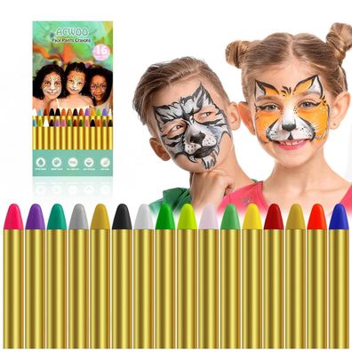 Kinderschminke 16 Farben Gesichtsfarbe Schminkstifte Bodypaint Fasching Karneval