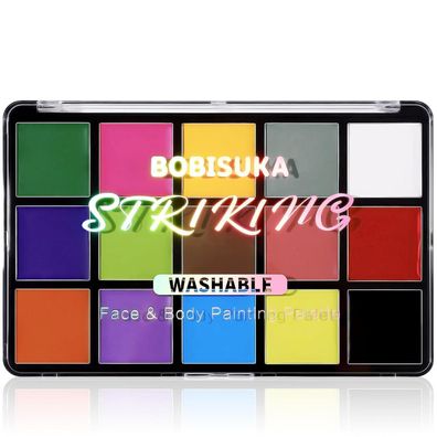 Bobisuka Körperfarben Set 15 Farben Waschbar Halloween Karneval Party-Makeup