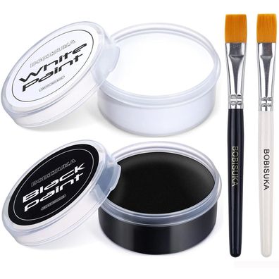 Bobisuka Körperfarben Schwarz Weiß Kinderschminke Set 70g 2 Pinseln