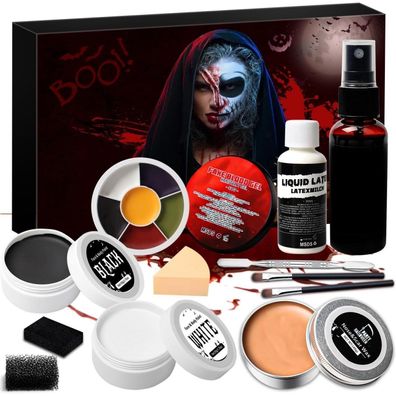 Halloween Schminke Kunstblut Set Make up Spezialeffekt Palette Schwar