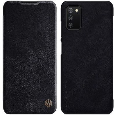 Nillkin Qin Leder Flip Case für Samsung Galaxy A03s, Schwarz