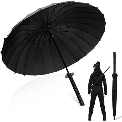 Großer Samurai Schwert Regenschirm Sturmfest, langer Griff 24 Rippen