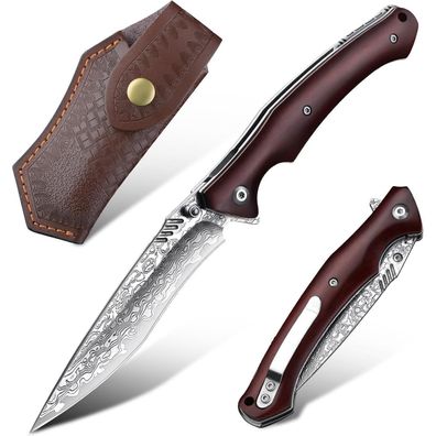 Japaknives Damast VG10 Klappmesser Outdoor Taschenmesser Holzgriff Survival