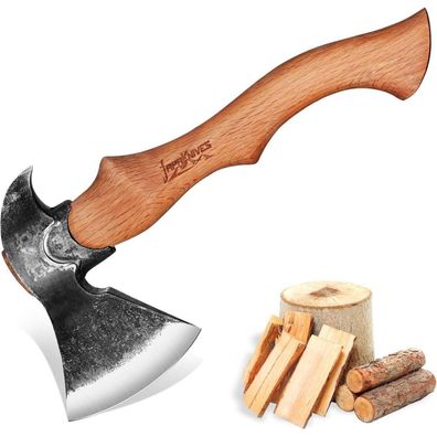 Handgeschmiedete Wikinger Axt 38cm - Spaltaxt für Holz, Camping & Trekking