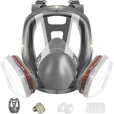 ZXICH Vollgesichtsmaske mit 40mm Aktivkohlefilter für Malen und Holzeinschlag