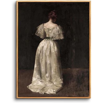 Vintage Leinwand Bild mit Rahmen 30x40 cm Dame des