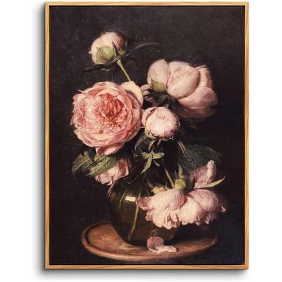 Vintage Leinwand Bilder mit Holzrahmen 30x40cm Wohnzimmer Wanddeko Rosa