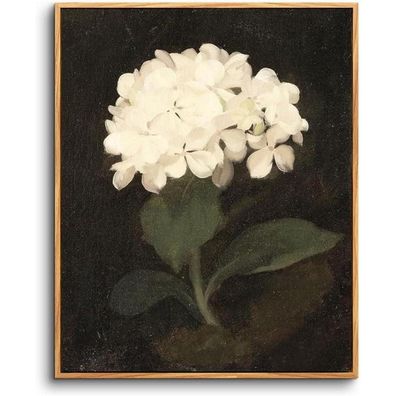 Vintage Leinwand Bilder mit Holzrahmen 20x25 cm Weiße Blume Pflanzen Wanddeko