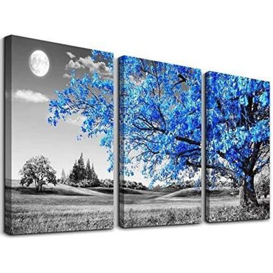 Blau Baum Bilder Leinwand Wandbilder Wohnzimmer 3 Stücke Schlafzimmer Küche