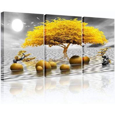 Moderne Wandbilder Baum Gelb Leinwand Natur 90x60cm