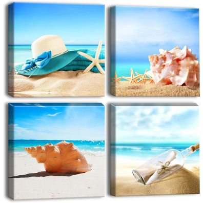 Artscope Leinwandbilder Blauer Himmel Muschel Motiv 4-teilig 30x30 cm