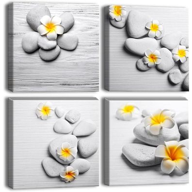 Artscope Leinwandbilder 4-teilig gelbe Blumen Moderne Wanddekoration 30x30 cm