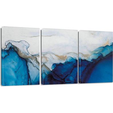 Abstract Leinwandbilder Marmor Blau Weiß Kunstdruck - Moderne Wandbild 30x40 cm