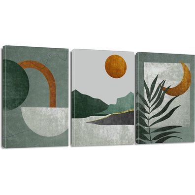 3-teilig Zen Leinwandbilder Sonne Mond Teekanne Kunstdruck 30x40cm