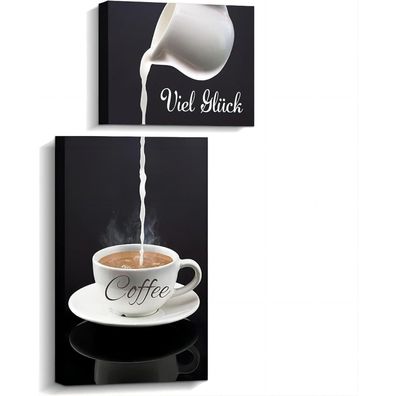 Poster Küchen Bilder 2 Stück Rahmen Kaffee Bar Schwarz Weiß Leinwand Esszimmer