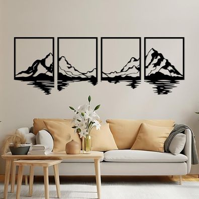 Metall-Berg-Wandkunst 4er Set große Berge Deko Wohnzimmer Büro 71x22 Zoll