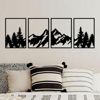 Metall Berg Wandkunst Set - Große Berge Wanddekoration - Rustikales Dekor