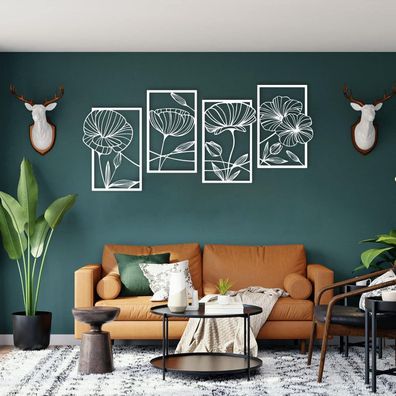 Metall Lotusblume Wanddekoration Abstrakte Ästhetische Kunst 4er Set